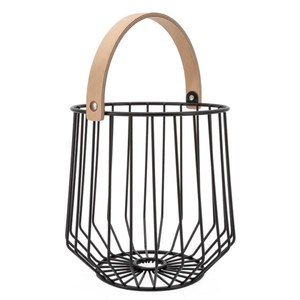 Bowl 28 - Tall Metal Basket with Wood Handle