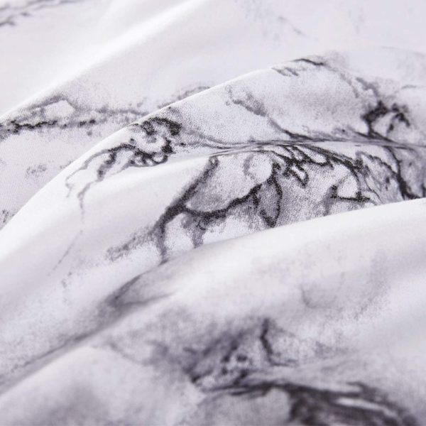 Q09 - Queen White/Black Marble Design (3-Piece Set) - Image 4