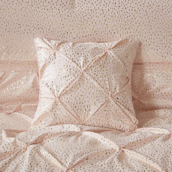 T02 - Twin Blush Pink Pintuck with Metallic Gold Detailing (4-Piece Set) - Image 4
