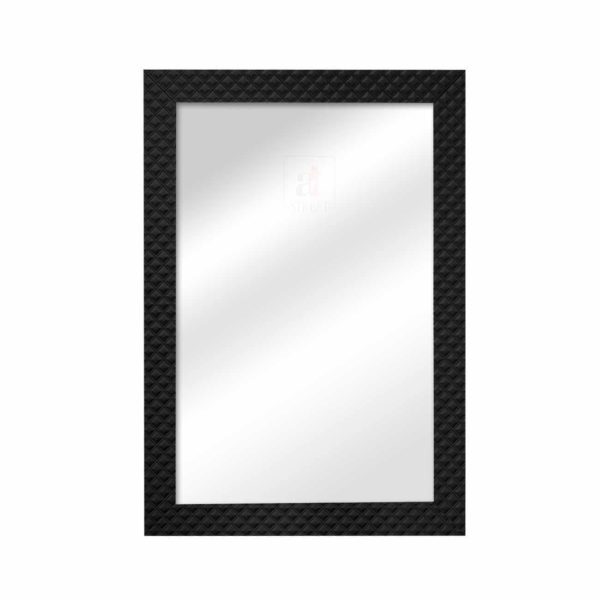 M89 - Black Framed Mirror with Square Pattern Design (3Ft 9")
