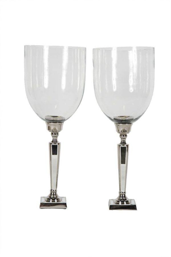 Pair of Glass/Chrome Hurricanes Small