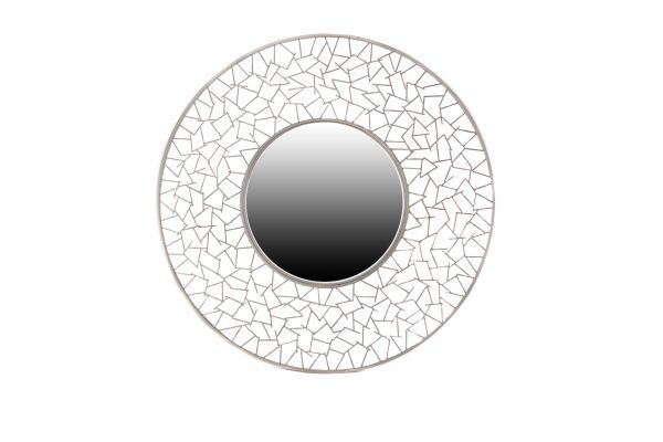 M13 - Round Mirror with Abstract Silver Frame