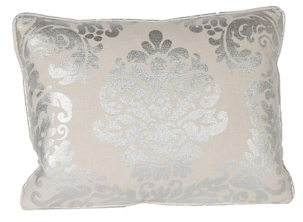 AC74 - Cushion Rectangular Taupe/Silver Damask