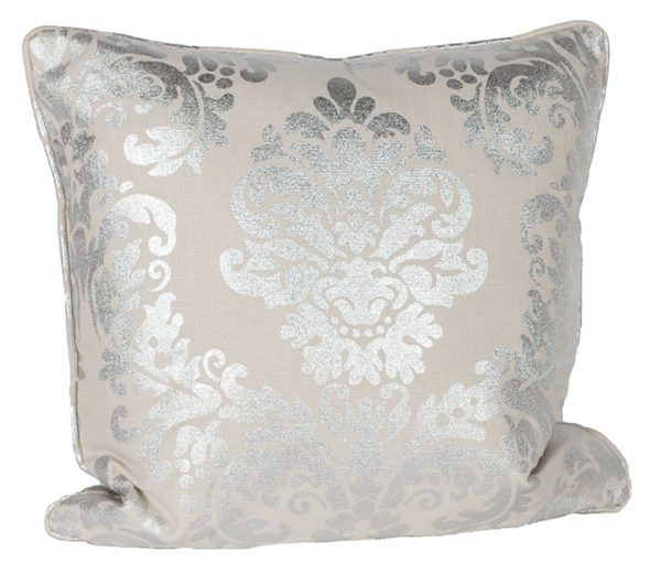 AC79 - Cushion Square Silver/Taupe Damask