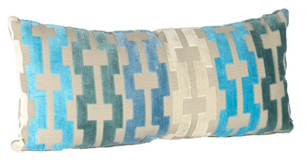 AC81 - Cushion Rectangle Blue Geometric