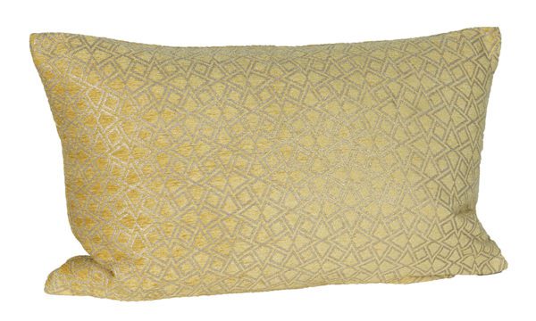 AC82 - Cushion Rectangular Yellow Velvet with Soft Grey Pattern