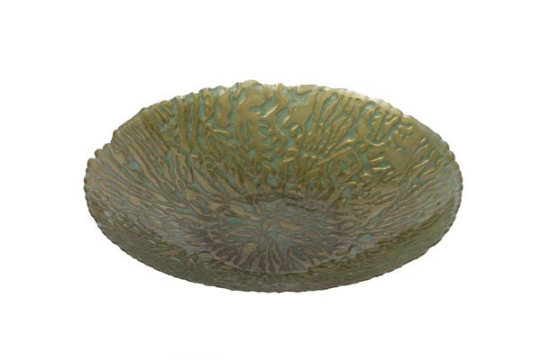 Decorative Dish 06 - Green/Gold Leaf Print