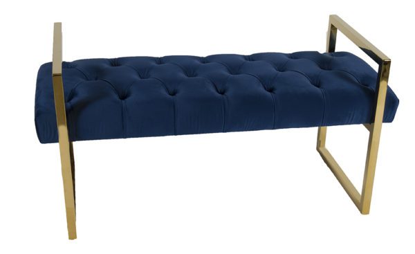 Montreal Ottoman Long Blue Velvet