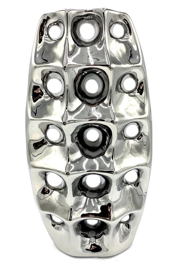Vase 75 - Chrome Vase with Circles Large