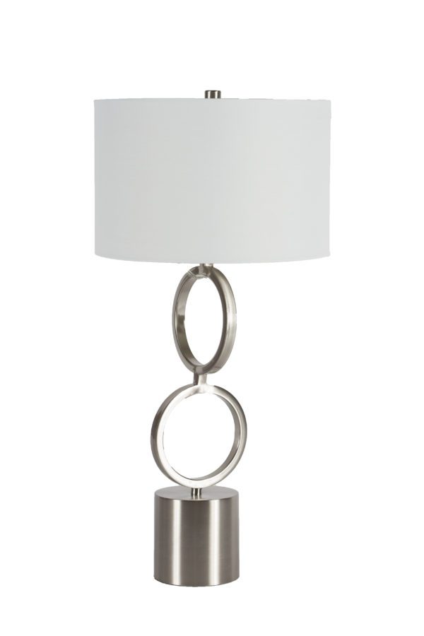 LP70 - Pair of Brushed Nickel Circle Base Lamps