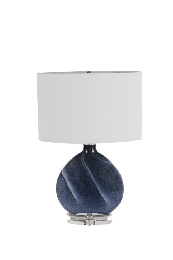 LP72 - Pair of Lamps Blue Glass Marble Base