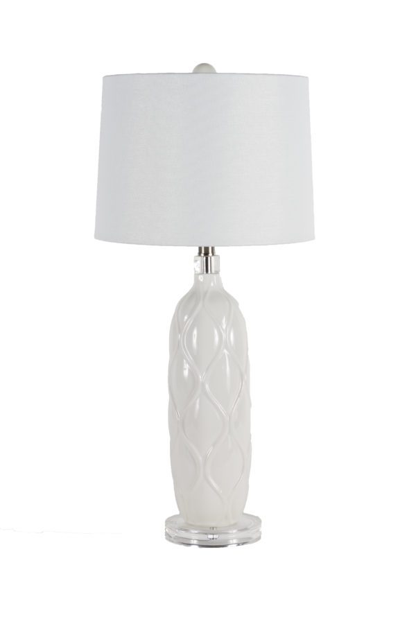 LP73 - Pair of Lamps White Knit Pattern Base