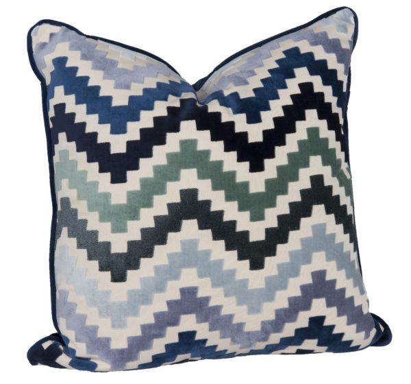 AC102 - Blue Chevron Pattern Square Cushion