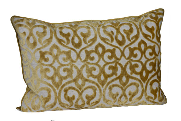 AC109 - Yellow Velvet Paisley Pattern Rectangular Cushion