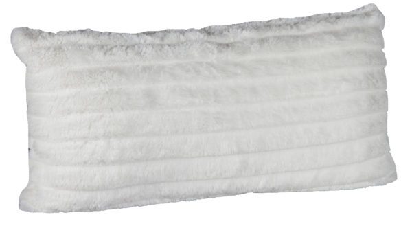 AC113 - Faux Fur White Rectangular Ribbed Cushion