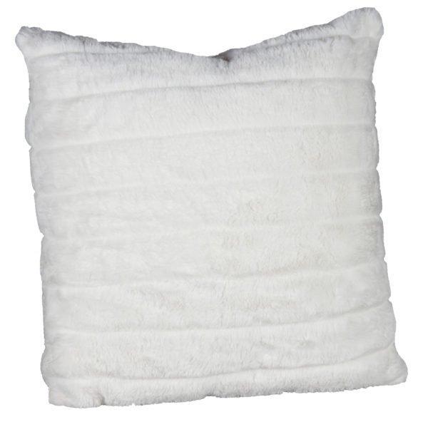 AC114 - Faux Fur White Ribbed Square Cushion