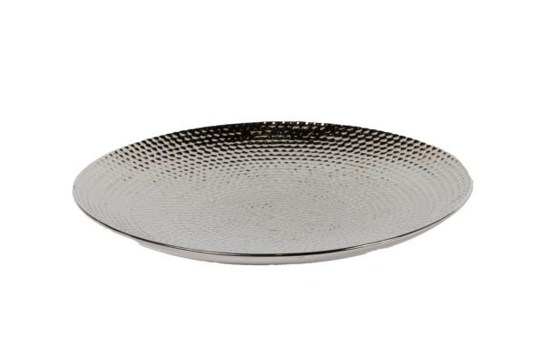 Decorative Dish 08 - Large Round Hammered Chrome