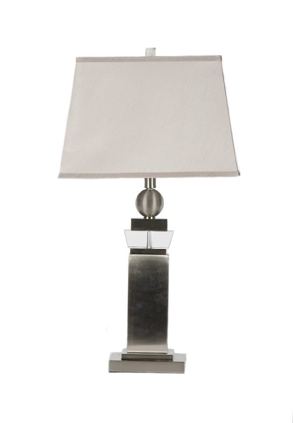 LP41 - Pair of Lamps Brushed Nickel with Crystal
