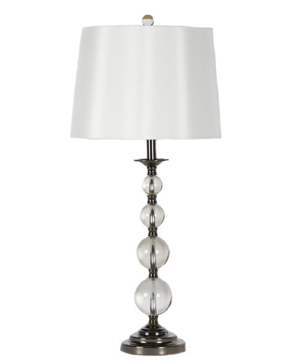 LP35 - Pair of Lamps Glass Ball with Pewter