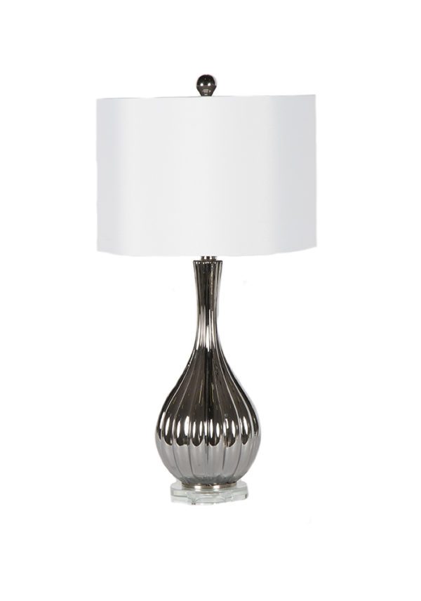 LP34 - Pair of Lamps Chrome Ribbed Base