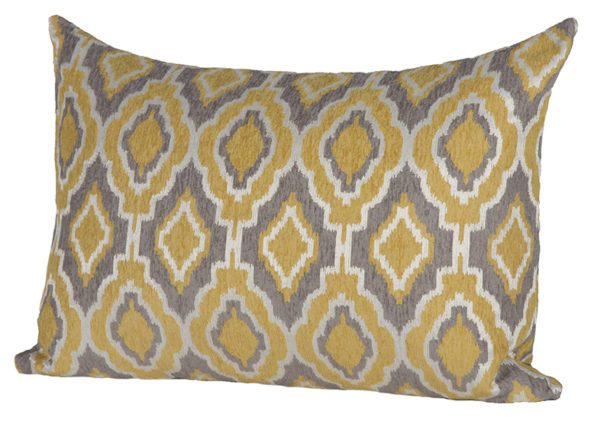 AC57 - Yellow/Grey Geometric Print Rectangular Cushion