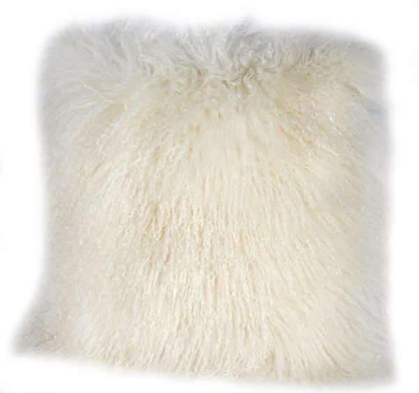 AC45 - Mongolian Fur White Square Cushion