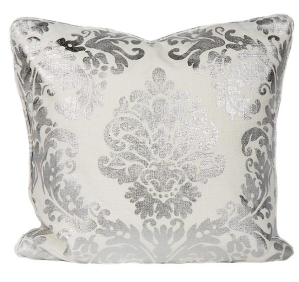 AC53 - Silver Damask Cushion Square