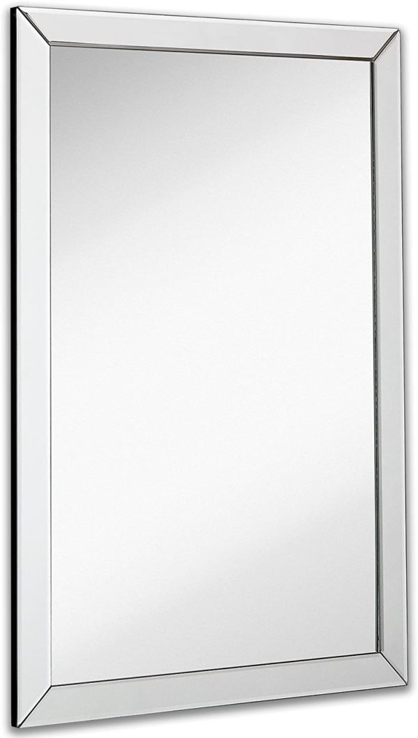 M88 - Leaning Mirror Beveled Edged All Mirrored with Black Frame (5Ft 10")