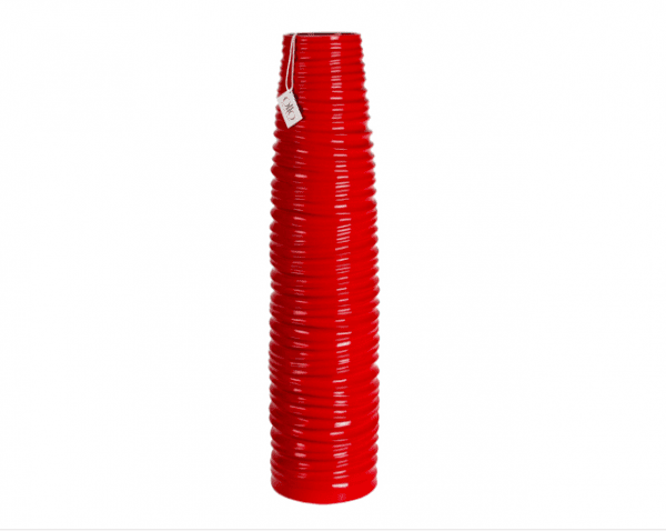 Vase 01 - Red Ribbed Round Large