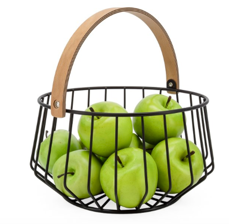 Bowl 17 - Metal Basket with Wood Handle | S&D Furniture Rental