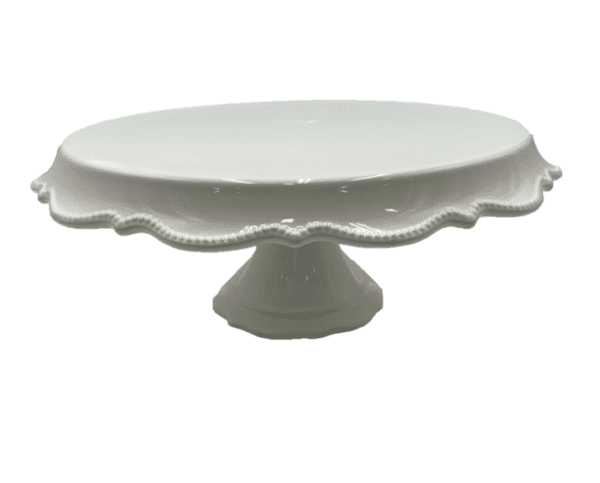 Round White Cake Stand with Skirt