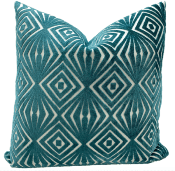 AC132 - Teal and White Velvet Diamond Pattern