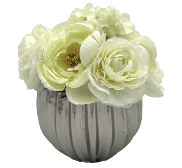 Arrangement 11 - Small White Peonies in Chrome Ribbed Vase