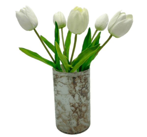 Arrangement 24 - White Tulips in Gold/White Decorative Vase