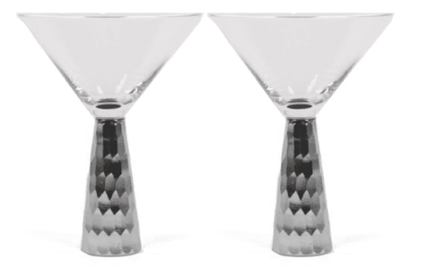 Martini Glasses - Chrome Hammered Stem (Set of 2)