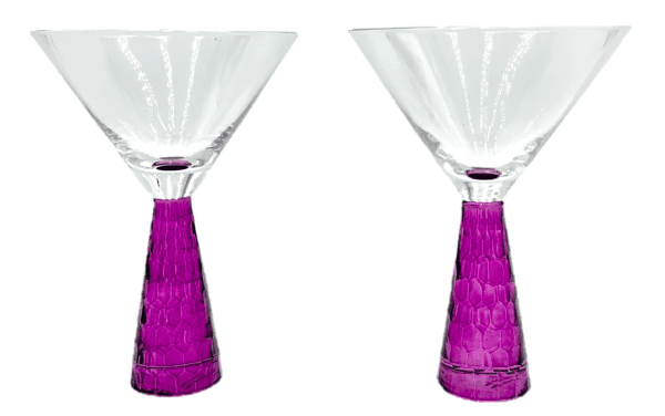 Martini Glasses - Purple Hammered Stem (Set of 2)