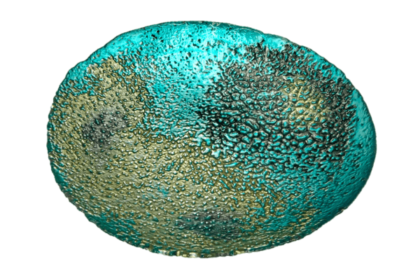 Decorative Dish 12 - Teal/Gold/Black