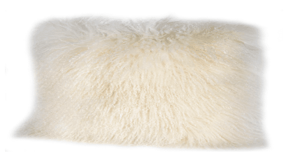 AC112 - Mongolian Fur Cushion White Rectangular