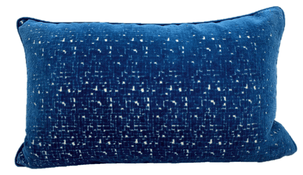 AC144 - Blue Velvet with White Accents Rectangular Cushion