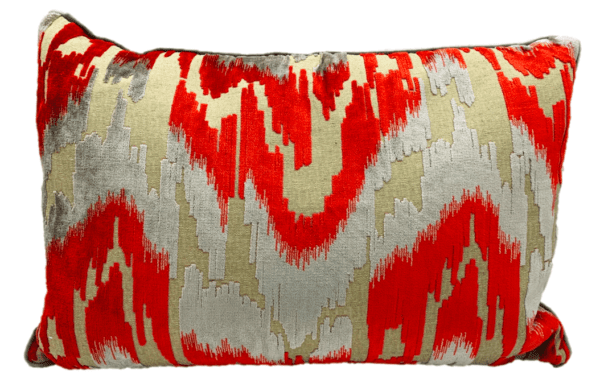 AC161 - Rectangular Orange/Silver/Beige Abstract