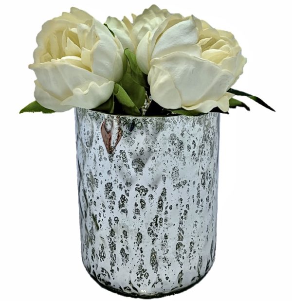 Arrangement 29 - Small White Peonies in Mercury Glass Vase