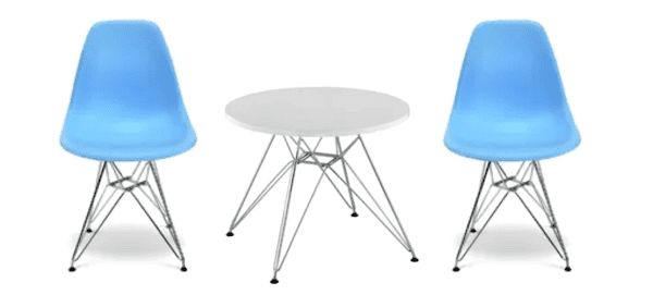 Kids Chair & Table Set - Blue with Chrome Legs