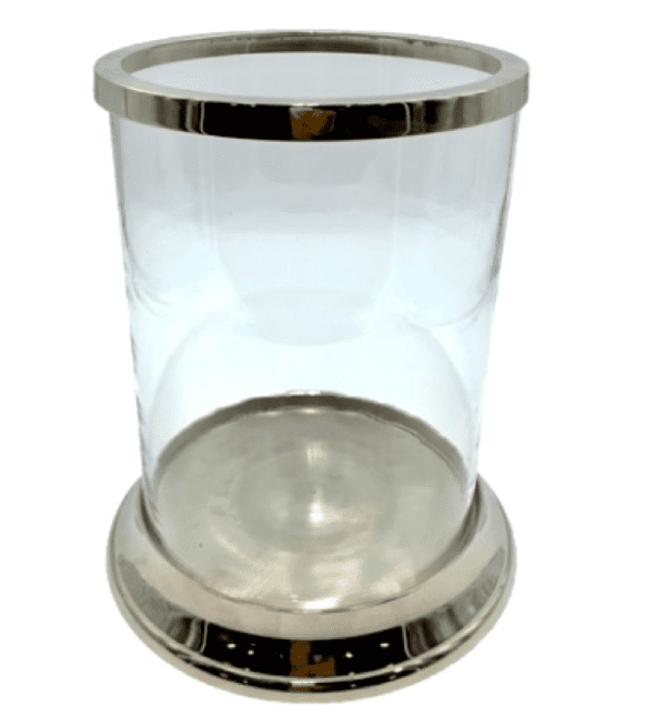Medium Cylinder Glass Hurricane with Chrome Base