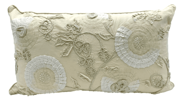 AC199 - Ivory Raised Floral Pattern Rectangular Cushion