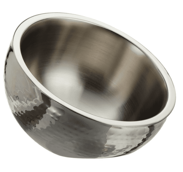 Bowl 31 - Small Dual Angled Chrome Hammered Bowl - Image 3