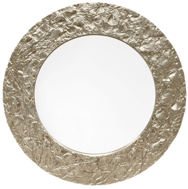 M53 - Round Mirror with Textured Gold Leaf Frame
