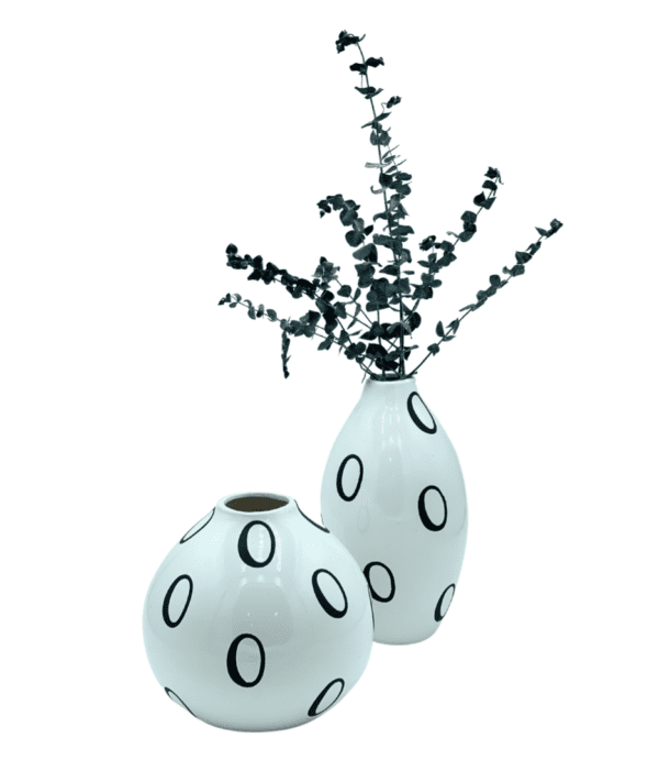 Arrangement 69 - Pair of Black/White Vases with Eucalyptus