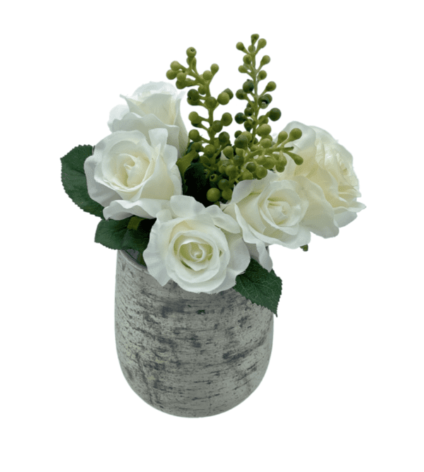 Arrangement 79 - White Roses in Faux Stone Glass Vase