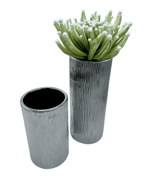 Arrangement 80 - Pair of Silver Vases with Varigated Flower