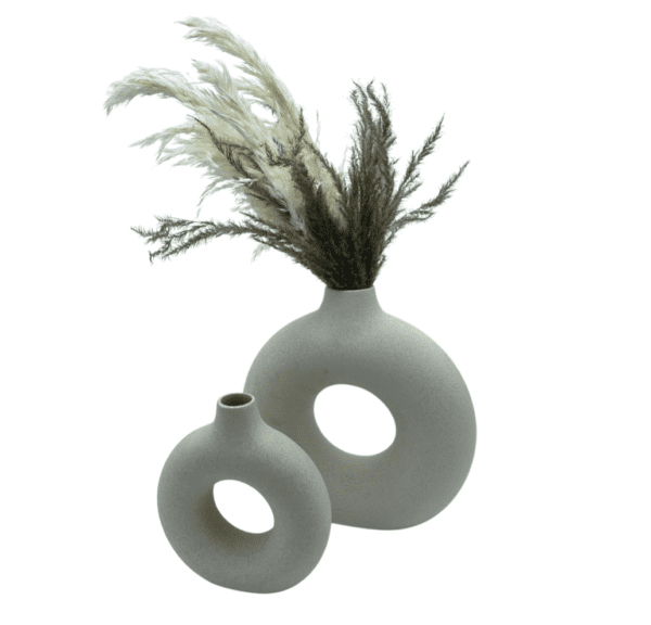 Arrangement 84 - Pair of Ivory Vases with Ivory & Brown Pampas Grass